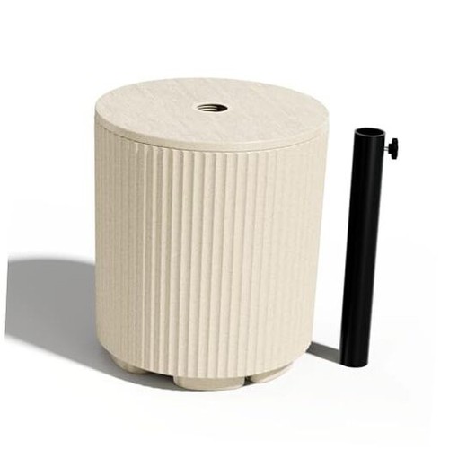 Umbrella Side Table with 1.5" Pole Hole, 11.5 Gallon Fillable Heavy 1PC Beige