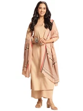 GoSriKi Women's Rayon Viscose Solid Straight Kurta with Pant & Dupatta