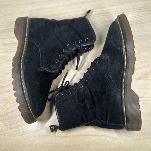 Vintage Doc Martens Made In England Schwarz Samt Cord 8-Loch Kampfstiefel 7-7,5 - Bild 2 von 11