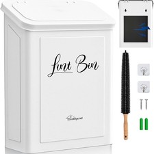 Magnetic Lint Bin w/Lid & Brush, White - Dryer, Laundry Room Storage