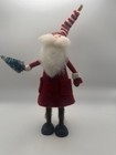 Vntg 10" Free Standing Felt Elf Santa with Curly Hat Christmas Decor A7