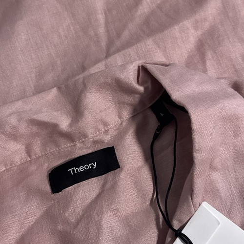 Theory Men's Size Large 100% Linen Viola Precise Linen Short Sleeve Shirt L $160 - Picture 4 of 6