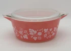 Vintage Pyrex Pink Gooseberry 475-B Round Casserole Dish 2 1/2 QT with Lid