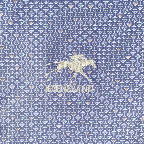 Keeneland Peter Millar Summer Comfort Polo Shirt Men Medium Blue Horse Racing - Picture 4 of 10