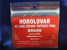 40 Brass Tapered Pins - 1"x.065"x.030" Clock Repair - Horolovar 
