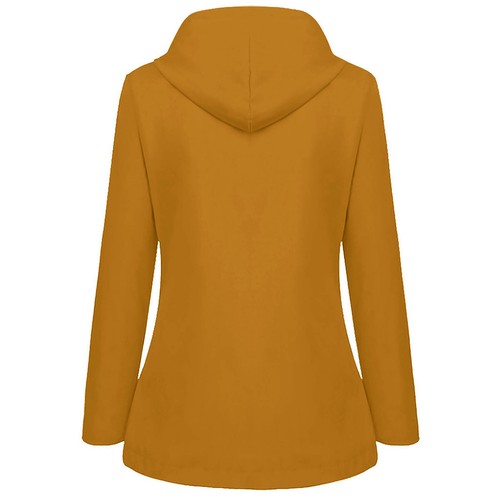 Women Solid Plush Fleece Plus Size Hooded Raincoat Windproof Jacket Coat Outdoor - Picture 16 of 40