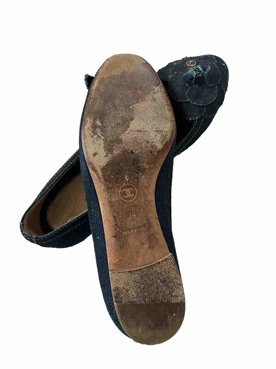 Chanel Flats Size 39…Denim Material With Classic Channel