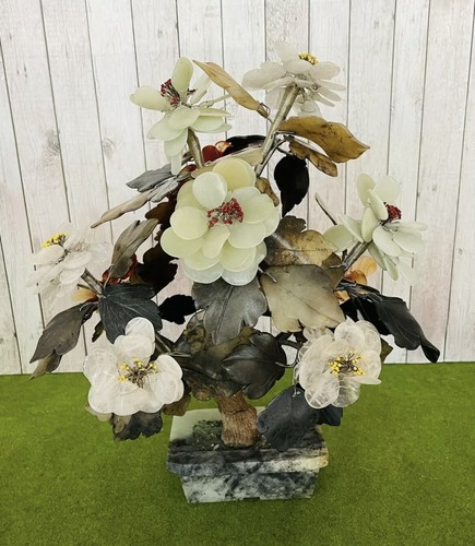 Vintage Japanese Bonsai Glass Tree Marble Glass Pot - Picture 7 of 12