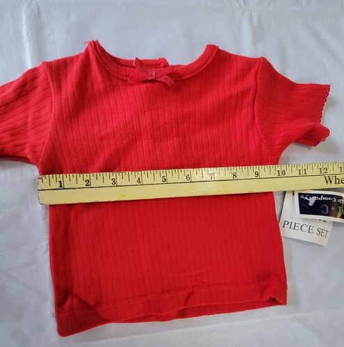 NWT TMC Mayfair 2 Piece Baby 3-6 Mos Blue Denim Short Overalls Red Shirt New - Picture 6 of 16