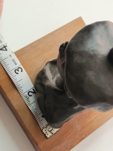 Genuine Vtg. Bronze Cast Bust Whistling Boy Statue, wood Base Caddy Golf Free Sh - Picture 9 of 17