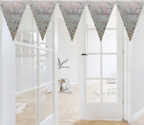 Age 60 & happy birthday white rose gold party decorations balloon bunting banner - Picture 4 of 61