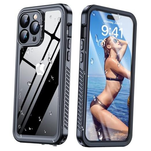 Waterproof for Case, Built-in Screen Protector & Camera iPhone 15 Pro C-Black