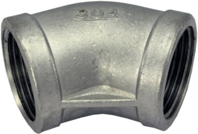 45 Deg Elbow, Stainless Steel Pipe Fittings NPT SCH 40 SS SUS304