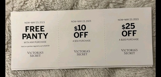 3 VICTORIA'S SECRET/PINK COUPONS EXP 5/23/2023 PANTY + $ OFF DIGITAL CODES 3 VICTORIA'S SECRET/PINK COUPONS EXP 5/23/2023 PANTY + $ OFF DIGITAL CODES