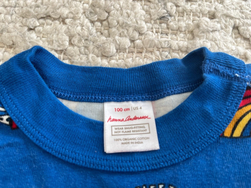 Boy's HANNA ANDERSSON Size 100 (4) Blue Loved Theme Pajama Set - Picture 2 of 2