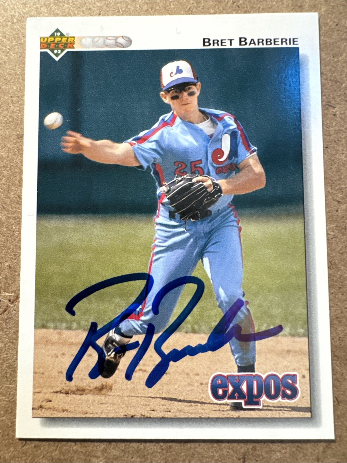 1992 Upper Deck #363 Bret Barberie Autographed Signed Card - Montreal Expos