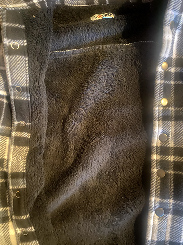 Kids fleece jacket plaid black and white Size small lined warm snap button - Picture 5 of 7