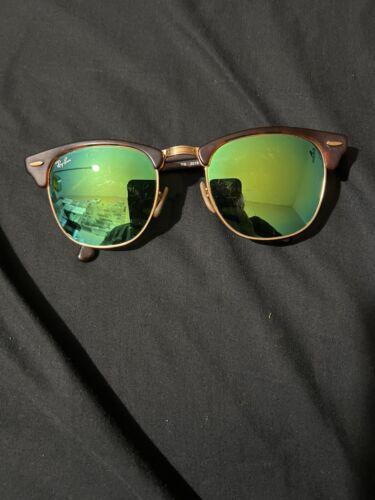 Ray-Ban RB 3016 1145/19 Clubmaster Sunglasses Brown Tortoise Green Mirror 51mm - Picture 6 of 11