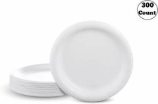 [ 300 Pack ] White Heavy Duty Disposable Paper Plates 9 In.