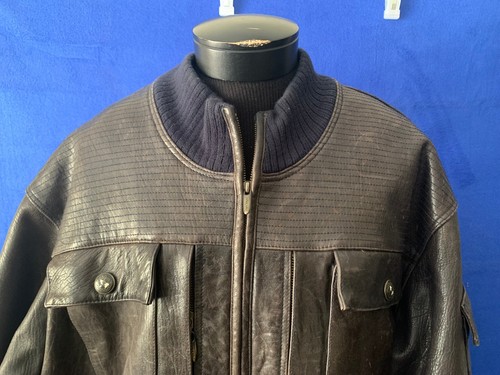 Marc Buchanan Pelle Pelle Brown Bomber Leather Jacket Men's size 56 PLEASE READ - Picture 5 of 22