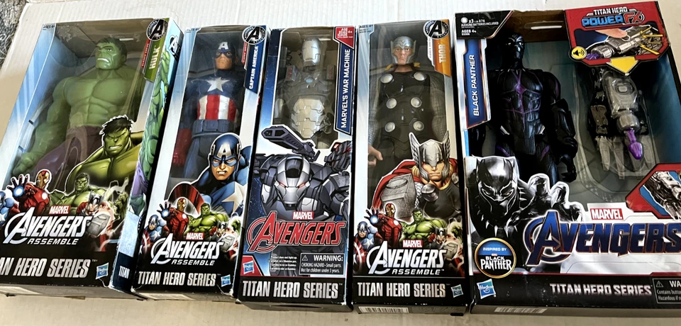 FIGURA 12 MARVEL TITAN HERO BLACK PANTHER WAR MACHINE CAPITÁN AMÉRICA HULK THOR Foto 2 de 4