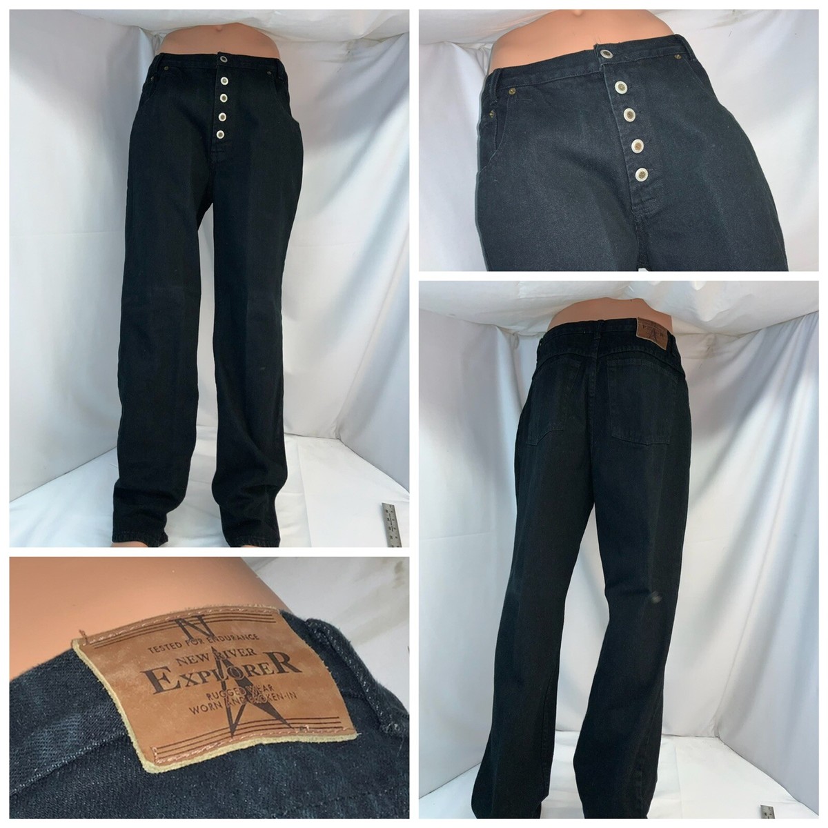 New River Explorer Jeans 34x32 Black Cotton Button Fly