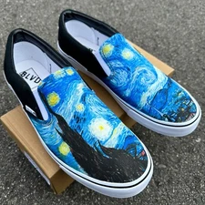 BLVD Original  Slip On Shoes Vincent Van Gogh Starry Night Design Customized