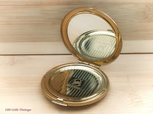 Stratton black blue pink floral-Vintage Make Up/Powder Mirror Compact-0ma - Picture 4 of 6