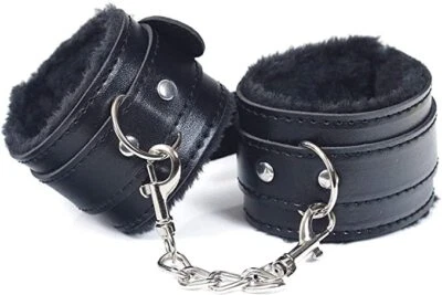 IZEN Wrist Handcuffs punk goth leather handcuffs detachable with soft plush lining...