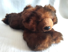 Vintage 1992 MJC Plush Teddy Bear Baby Laying Down 12  Brown Stuffed Animal