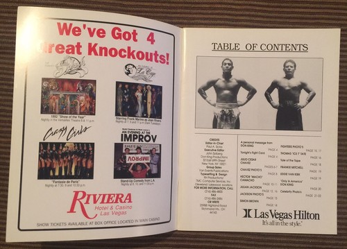 1992 Julio Cesar Chavez vs Frankie Mitchell Onsite Fight Program - Picture 3 of 3