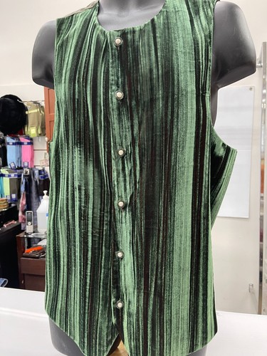 NUEVO Chaleco Creme De Seda para Hombre Moda Terciopelo Triturado Premium Verde EE. UU. - Imagen 3 de 4