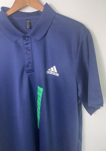 Adidas Men's M D2M Blue Polo with White 3 Stripe Logo XL NWT - Picture 4 of 11