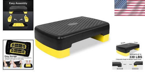 Height-Adjustable 4''-6'' Step Aerobics Platform with Riser for Ultimate Fitness - Picture 2 of 10
