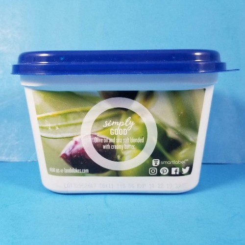 Land O Lakes Butter Tub Container with Mia Older Retired Logo Blue Lid 13 oz #5 - Picture 4 of 6