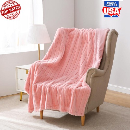 Luxury Faux Fur Throw Blanket 50x60 Super Soft Reversible Easy Care Warmth New