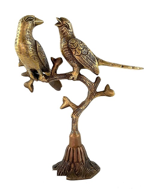 Indian Traditional Brass Love Birds On Tree Showpiece For Home Decor 9 Inches AW9790 Indian Traditional Brass Love Birds On Tree Showpiece For Home Decor 9 Inches AW9790