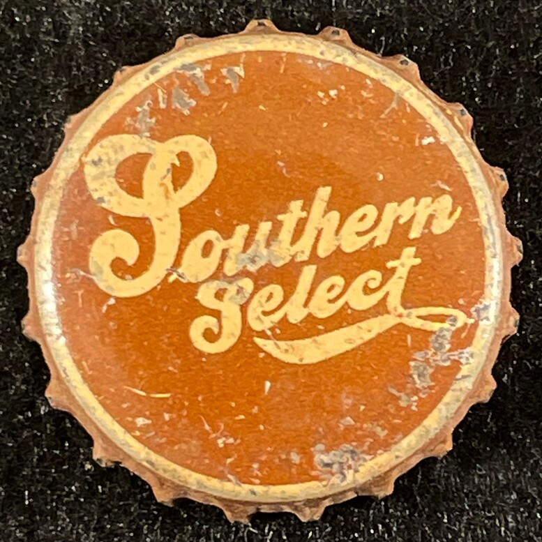 SOUTHERN SELECT CORK CONE TOP BEER CAN BOTTLE CAP GALVESTONHOUSTON