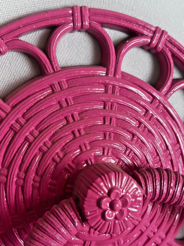 🍒 Porta asciugamani vintage 1978 Homco USA finto vimini gomma da masticare rosa 🍒 - Foto 3 di 8