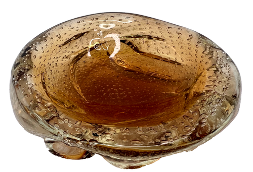 Murano? Glass Gold Polveri & Bullicante Sculptural/A Bugne Bowl - 5" - Picture 4 of 9