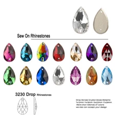 Teardrop Flat Back Stitched Rhinestone for Fabric Jewellery Crystal Sewing Stone
