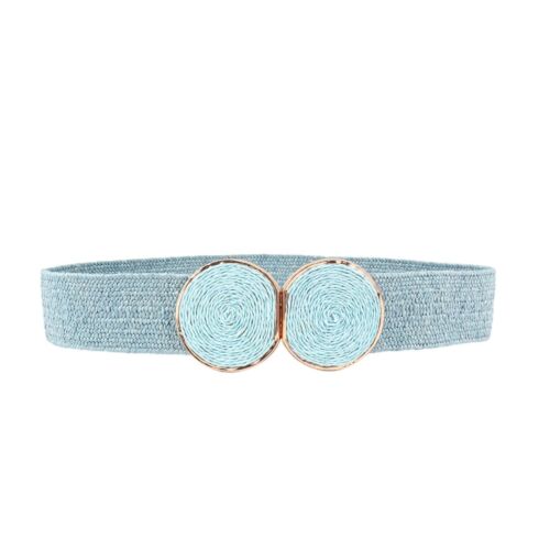 Women's Braided Thick Belt Fashion Holeless Wide Raffia Holeless Elastic Beach - Picture 14 of 16