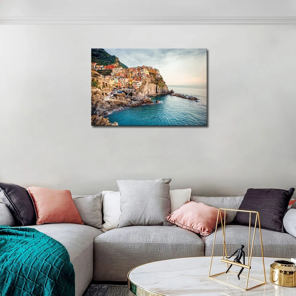 Arte de pared Italia Cinque Terre mar Manarola arte de pared mediterráneo costa de Amalfi... Foto 3 de 4