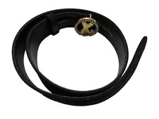 Paloma Picasso Women's GOLD OX Rhinestone Logo Black Leather Belt Sz Small/70