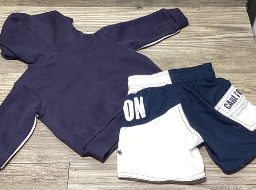 Babies Toddlers 00 AFL Carlton Blues Set Hoodie and Footy Board Shorts Mascot - Picture 2 of 22