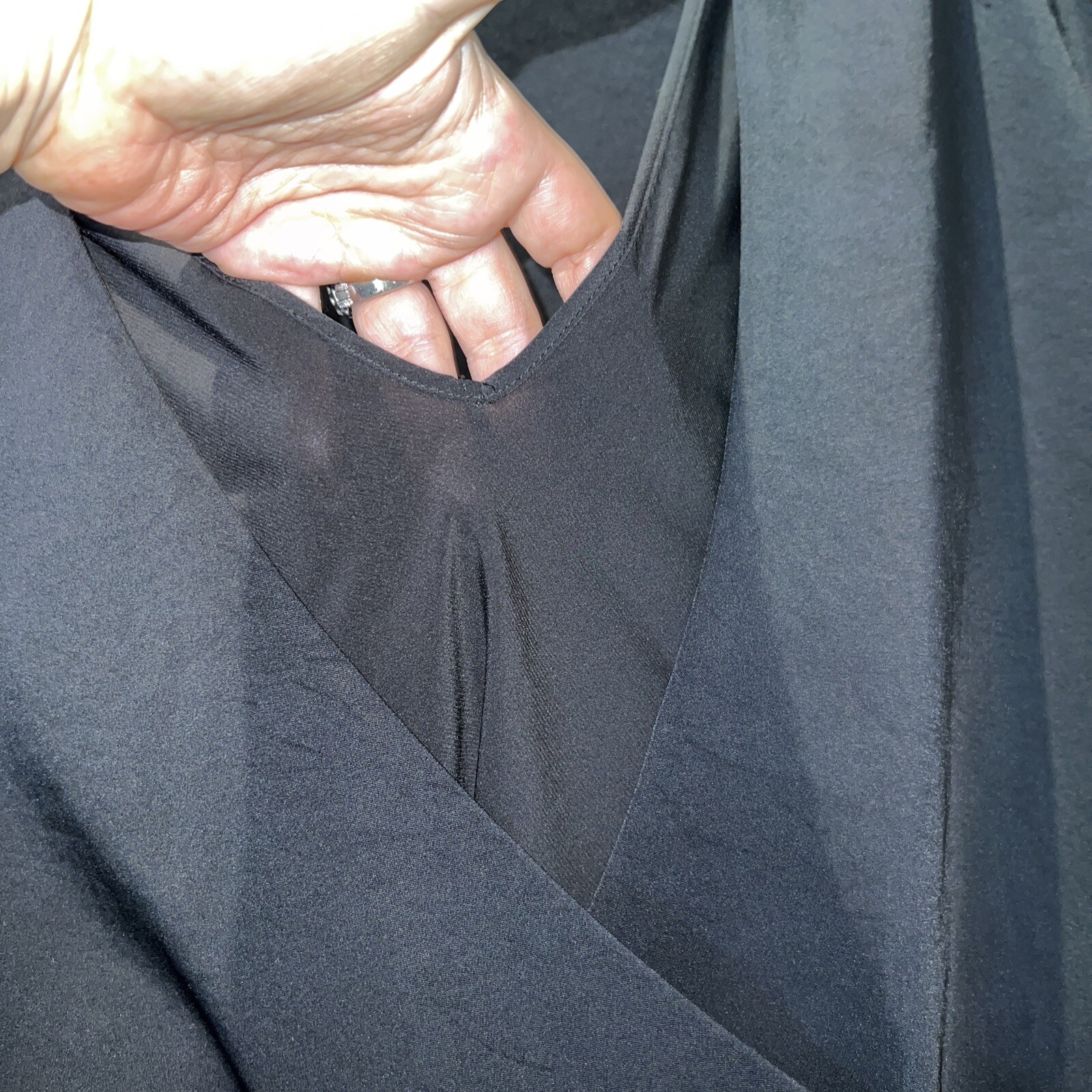 J Brand Blouse Top Shirt Womens XS Black Crew Low Layered Back  Details image 3