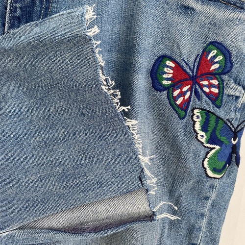 GAP BEST GIRLFRIEND Y2K BESTICKTE JEANS CAPRI KNÖCHEL ROHER HAUM DISTRESS 33T Neu mit Etikett - Bild 11 von 11