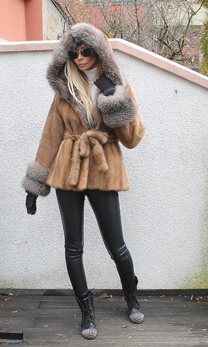 Abrigo de piel de visón rancho 100 % real con capucha chaqueta ropa moda trinchera S/M - Imagen 4 de 13