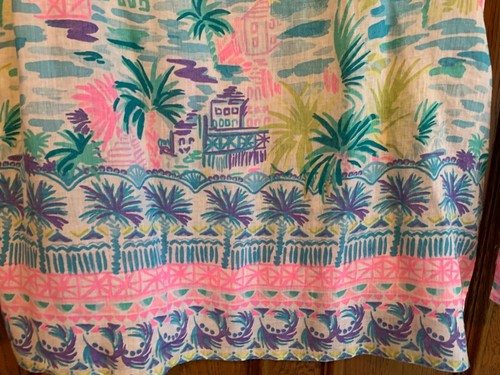 Top túnica Lilly Pulitzer lino Ocean Cove talla L "Private Island" largo slv nuevo con etiquetas - Imagen 2 de 11