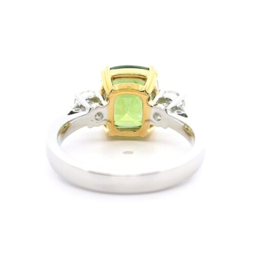 Peridot Diamond F VVS 18K Ring Gold Natural 5CTW Fine Quality Three Stone Ring - Picture 6 of 12